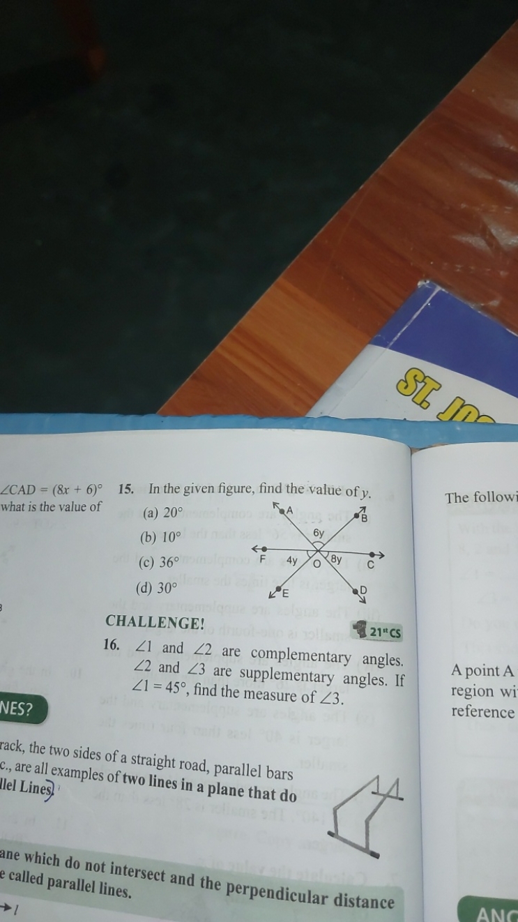 ∠CAD=(8x+6)∘ what is the value of

NES?
15. In the given figure, find 