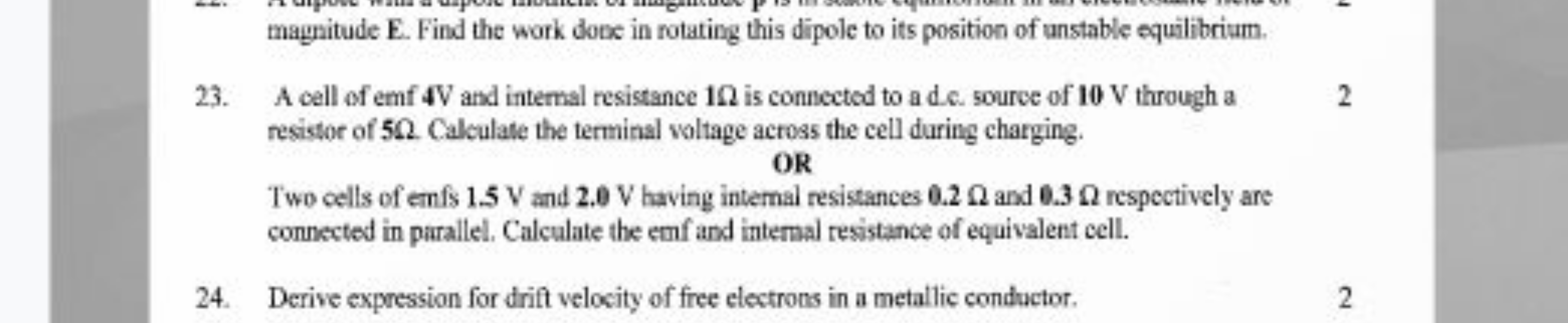 magnitude E. Find the work done in rotating this dipole to its positio