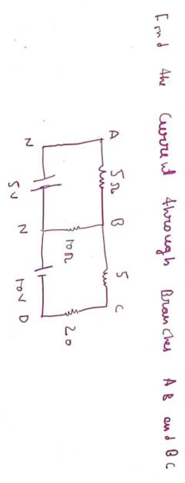 Find the current through Branches AB and BC