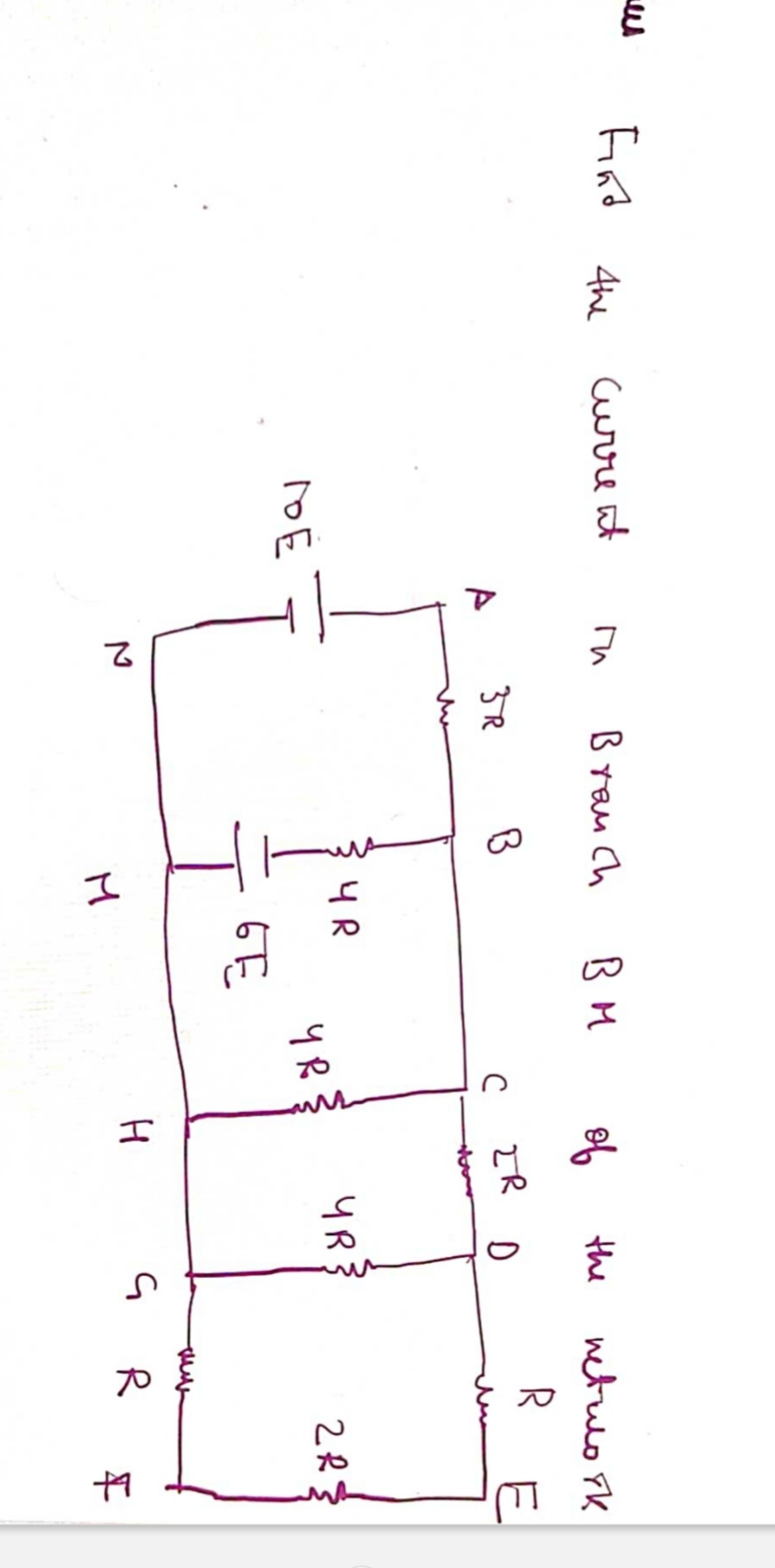 Find the current in Branch BM of the netuloof