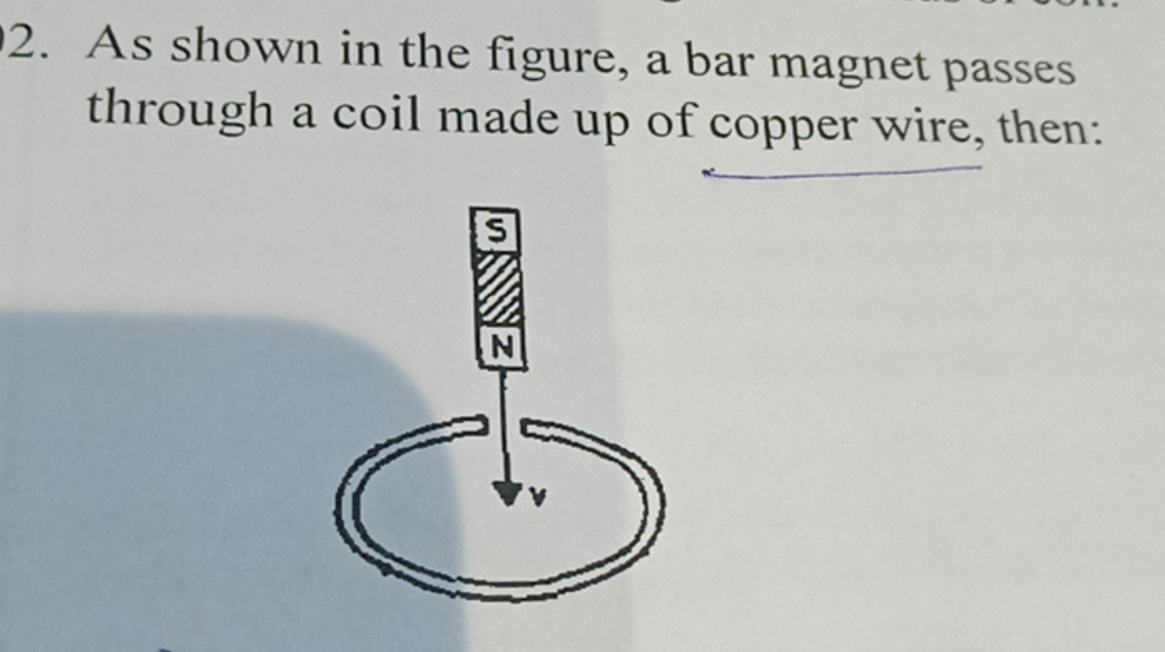 2. As shown in the figure, a bar magnet passes through a coil made up 