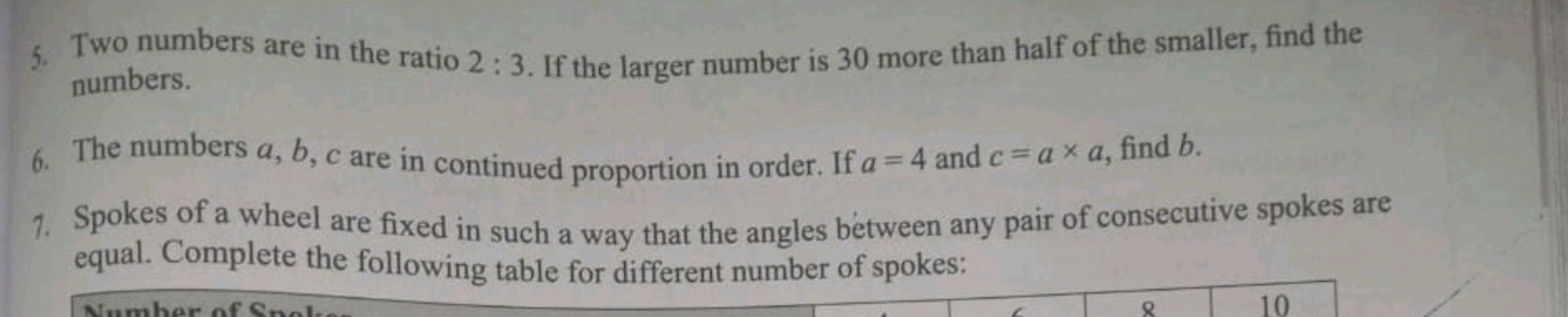 5. Two numbers are in the ratio 2:3. If the larger number is 30 more t