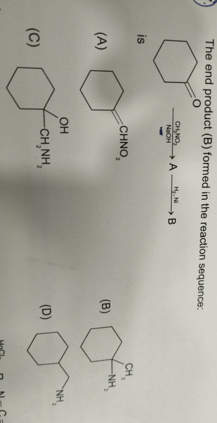 The end product (B) formed in the reaction sequence:
is
(A)
O=[N+]([O-