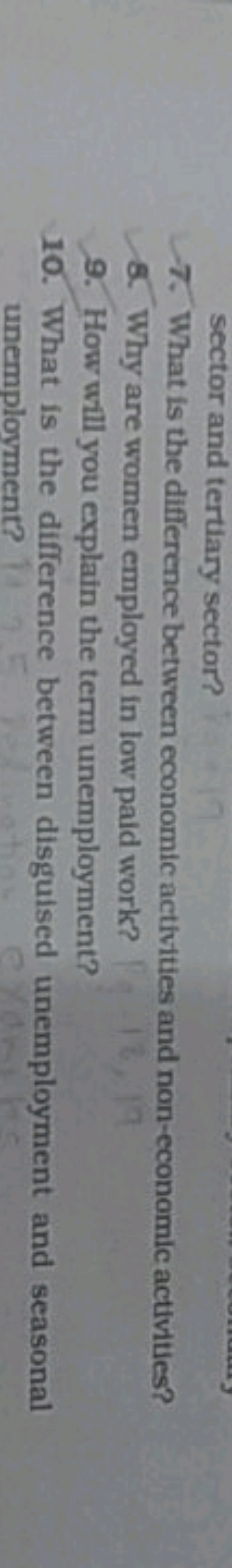 sector and tertiary sector?
7. What is the difference between economic