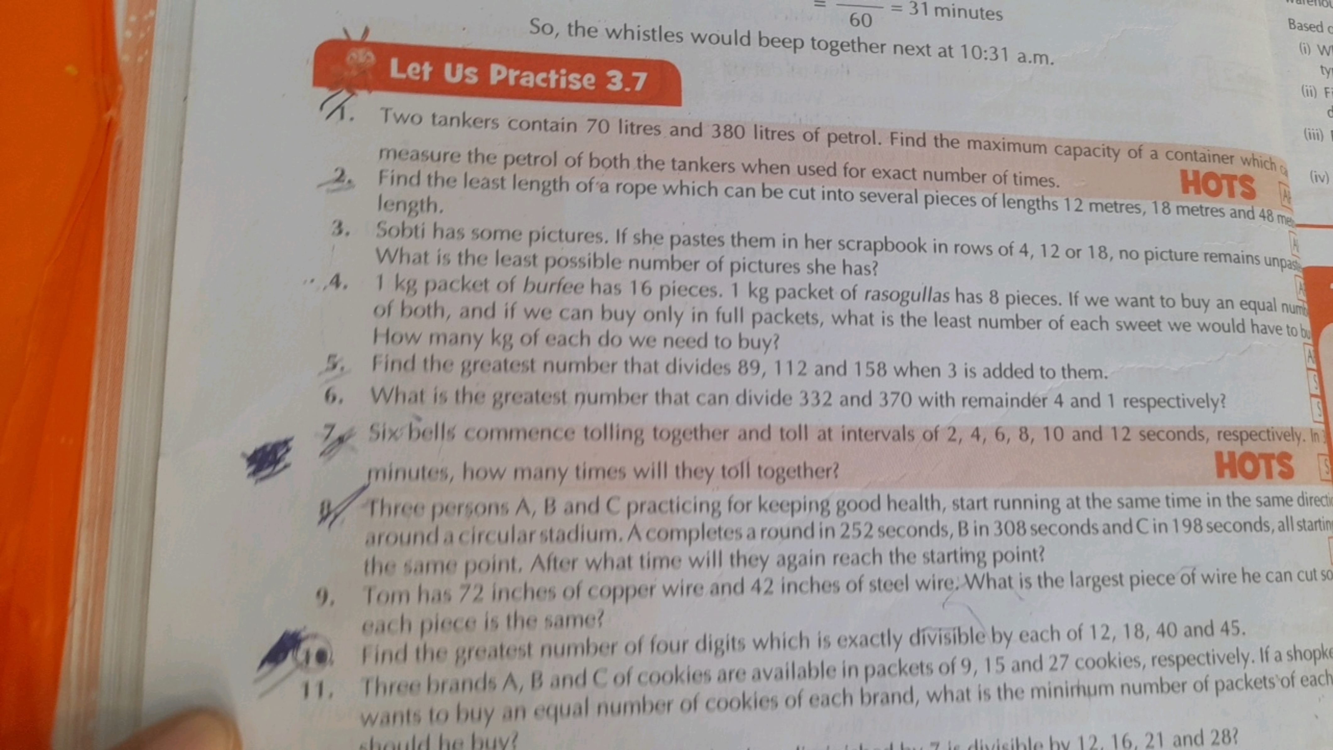 60​=31 minutes
Based 0
9
Let Us Practise 3.7
(i) W
1. Two tankers cont