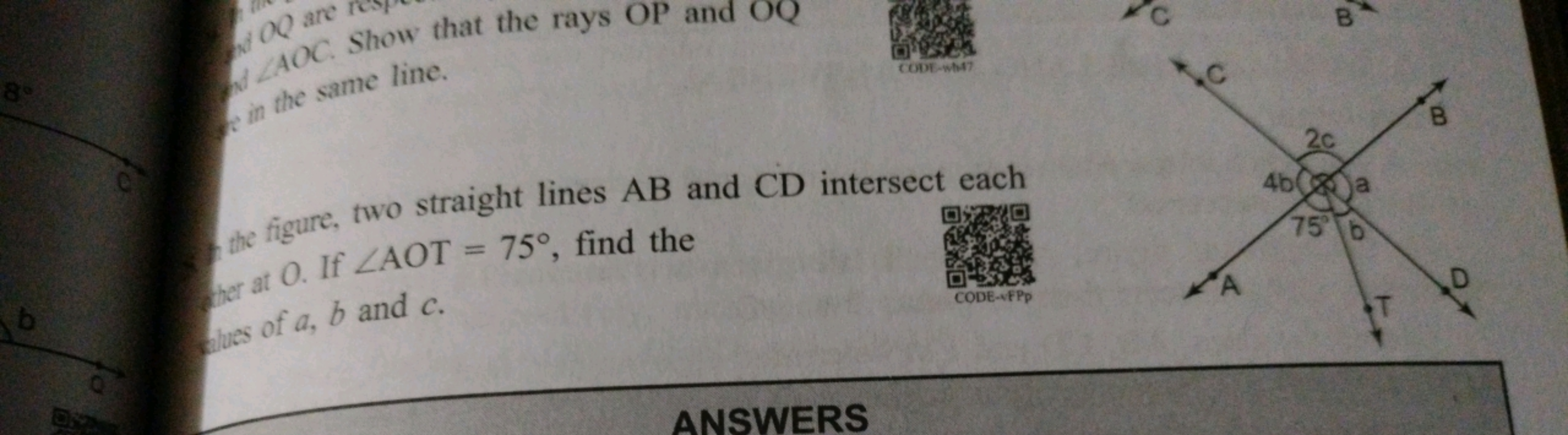 
AOC. Show that the rays OP and OQ8∘
sin the same line.
Whe figure, tw