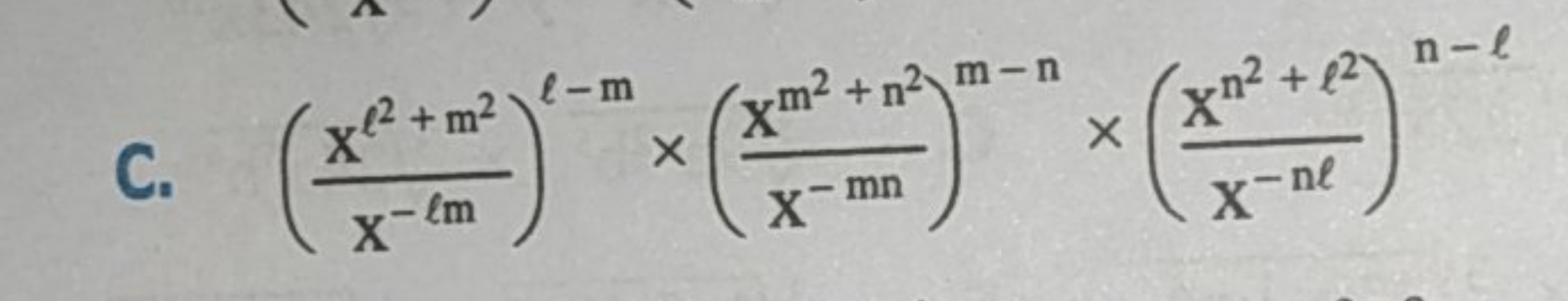 C. (x−ℓmxℓ2+m2​)ℓ−m×(x−mnxm2+n2​)m−n×(x−nℓxn2+ℓ2​)n−ℓ