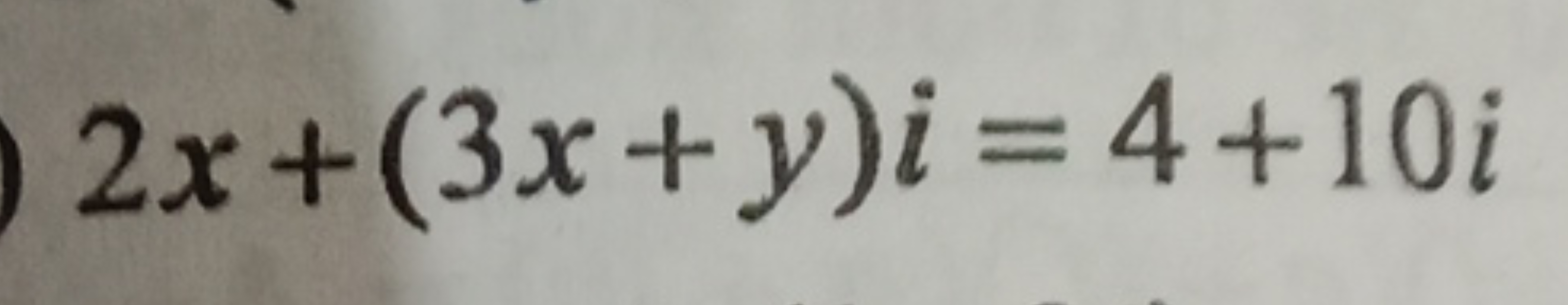 2x+(3x+y)i=4+10i