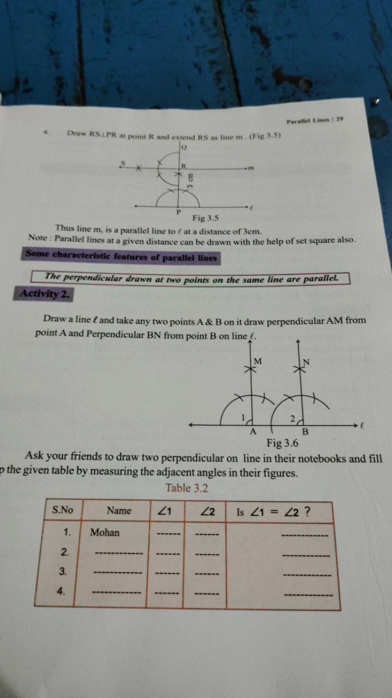 Parallel Lines | 29
4. Draw RSLPR at point R and extend RS as line m .