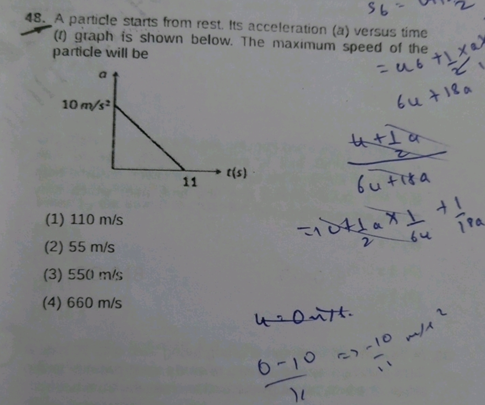 48. A particle starts from rest. Its acceleration (a) versus time ( t 