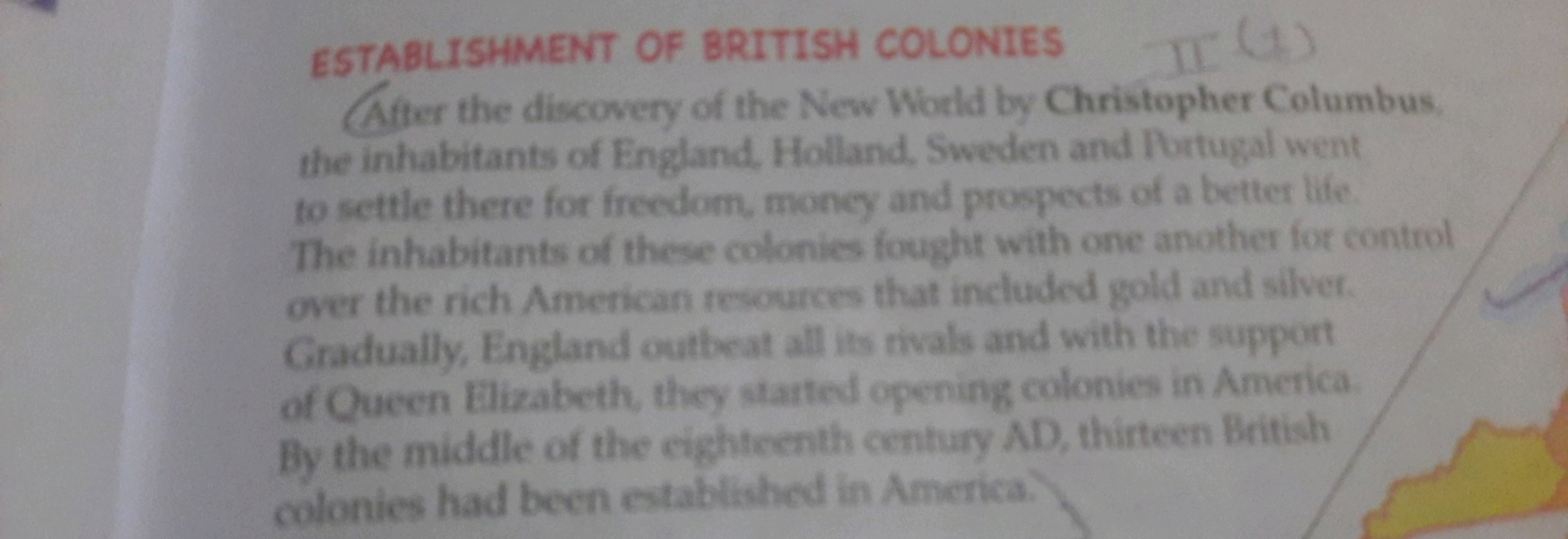 ESTABLISHMENT OF BRITISH COLONIES
After the discowery of the New World