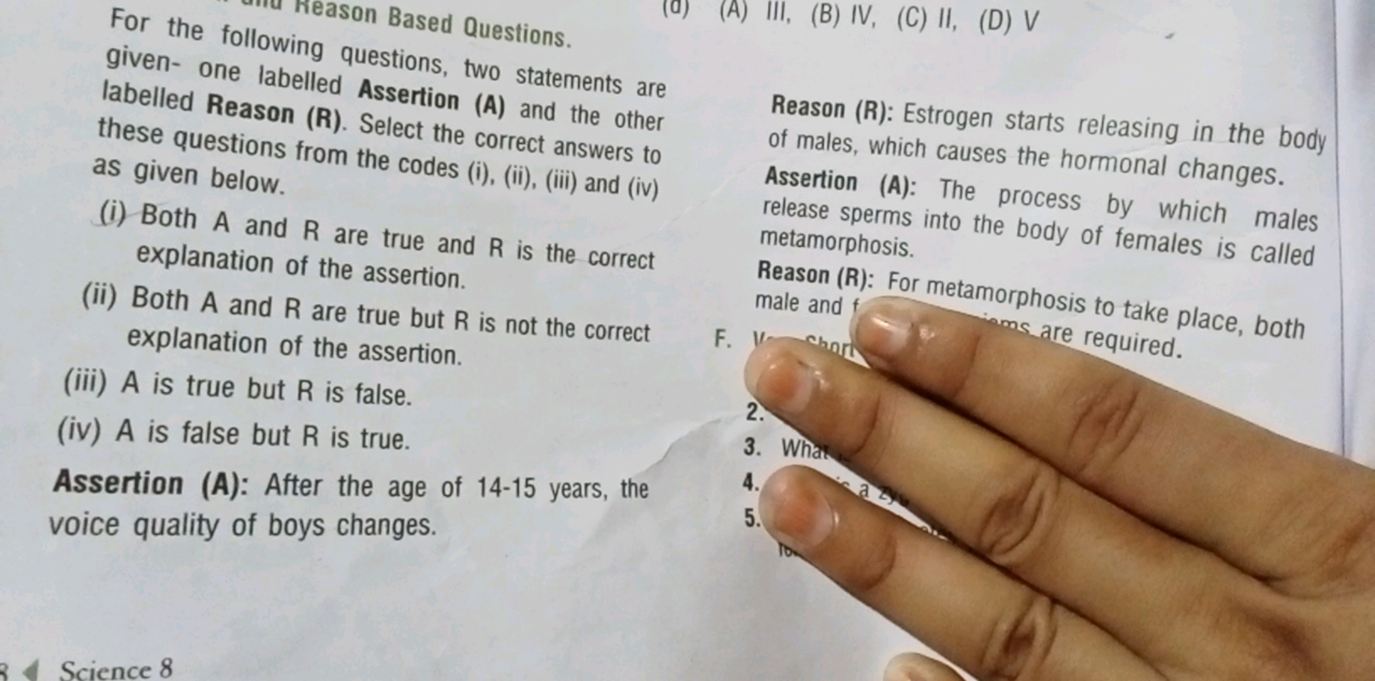 eason Based Questions. given- onewing questions, two statements are la