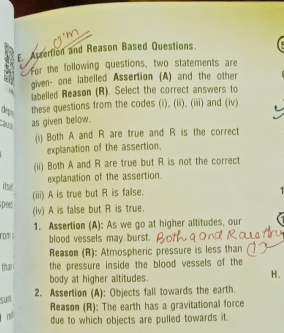 E. Asserfion and Reason Based Questions.

For the following questions,