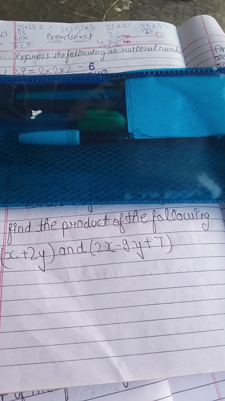 find the product of the fallowing (x+2y) and (2x−9y+7)