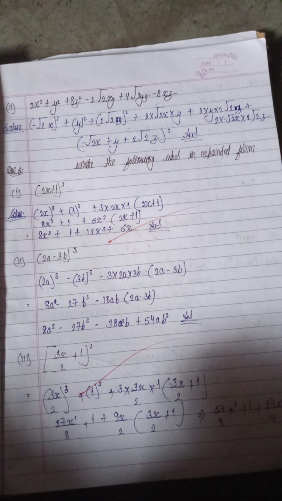 (ii) 2x2+y2+8z2−22xy​+42yz​−8xz

Solve (−2​x)2+(y)2+(12​x)2+2x2​xxy+2x