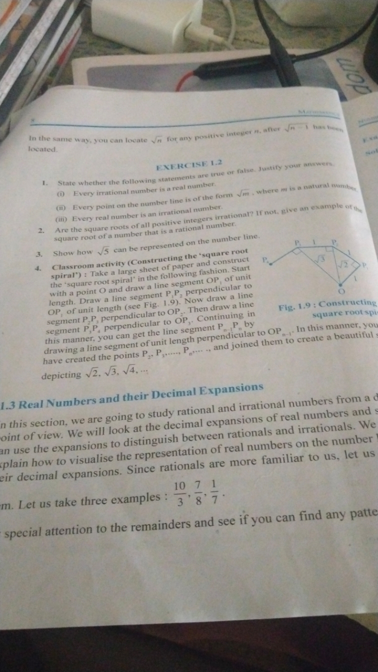 In the same way, you can locate n​ for any positive integer n, affor n