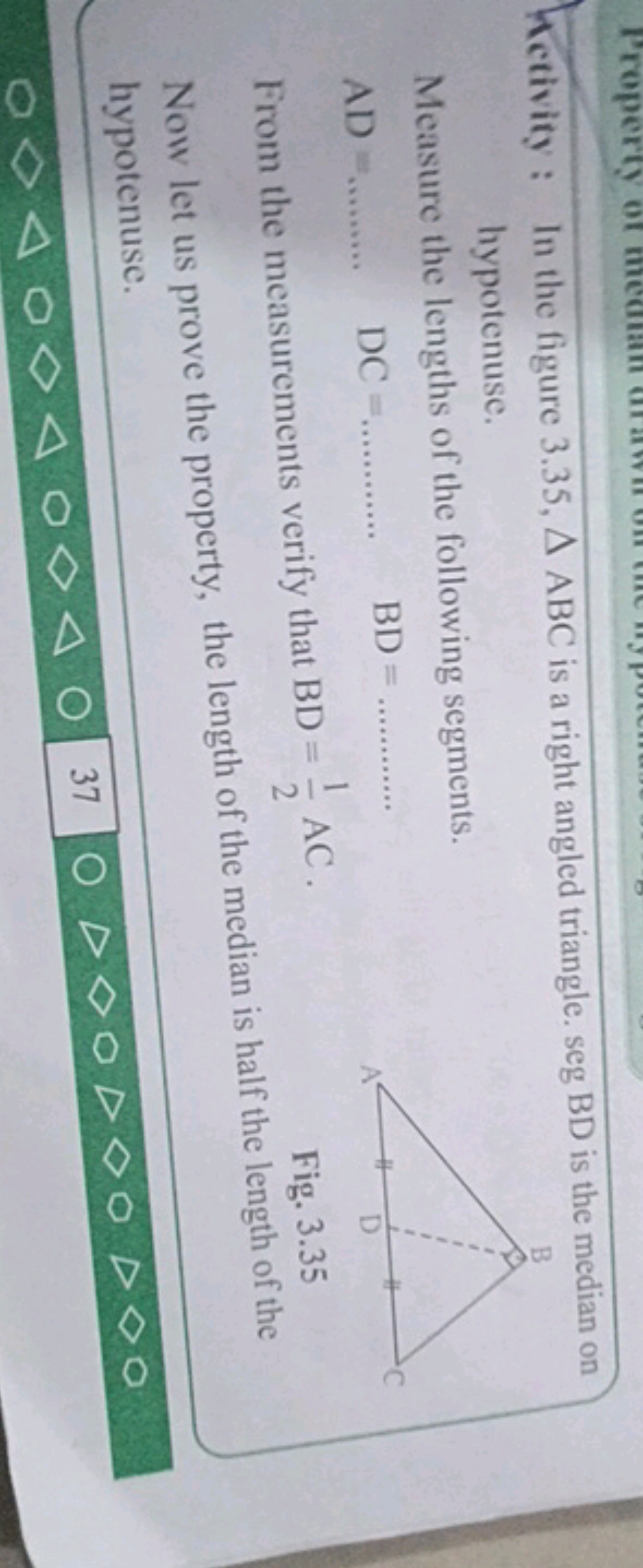 Hetivity : In the figure 3.35, △ABC is a right angled triangle. seg BD