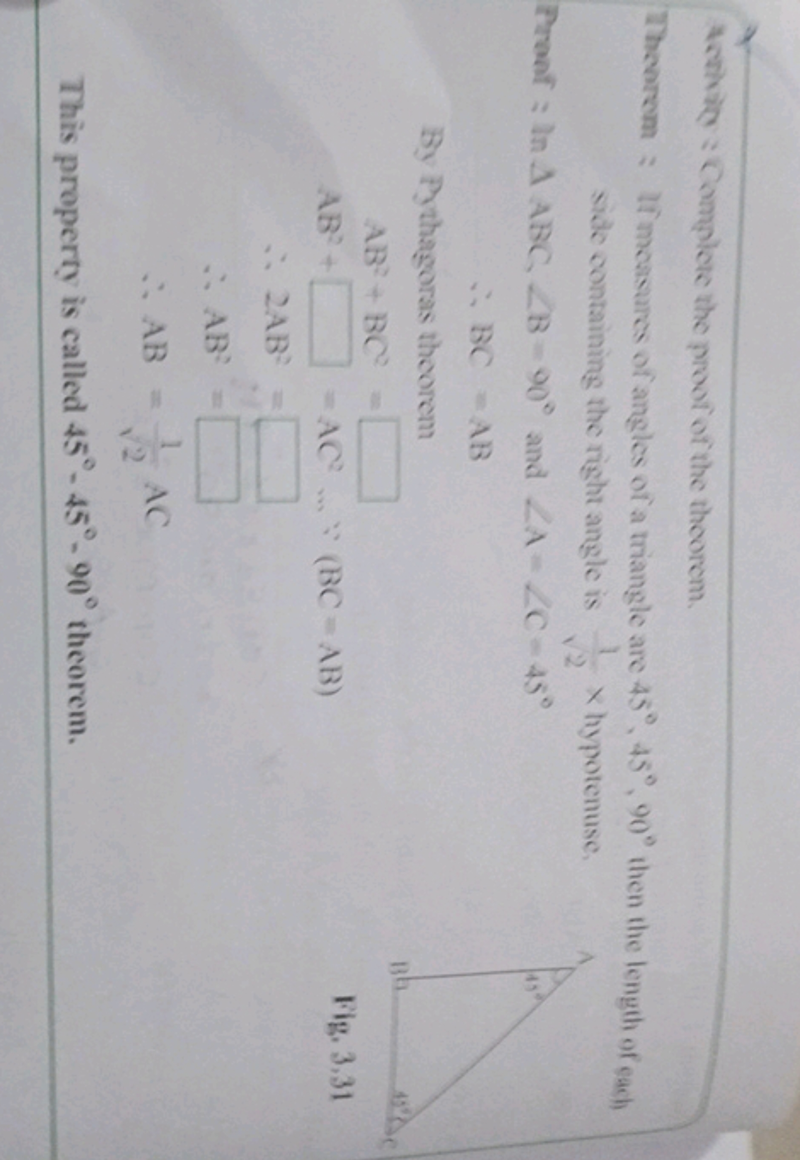 Aethity : Complete the proof of the theorem.
Theorem : If moasures of 