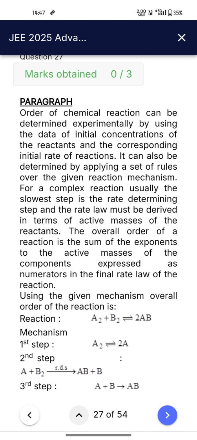 14:47
JEE 2025 Adva...
Question 21
Marks obtained
0/3

PARAGRAPH
Order