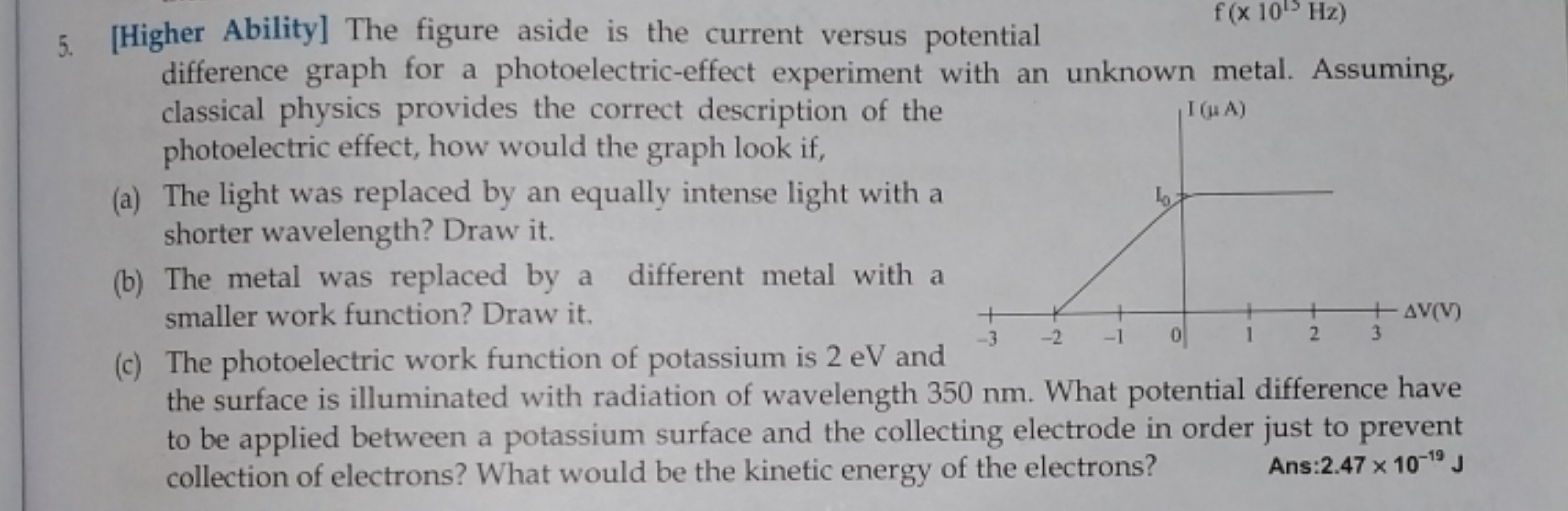 5. [Higher Ability] The figure aside is the current versus potential d