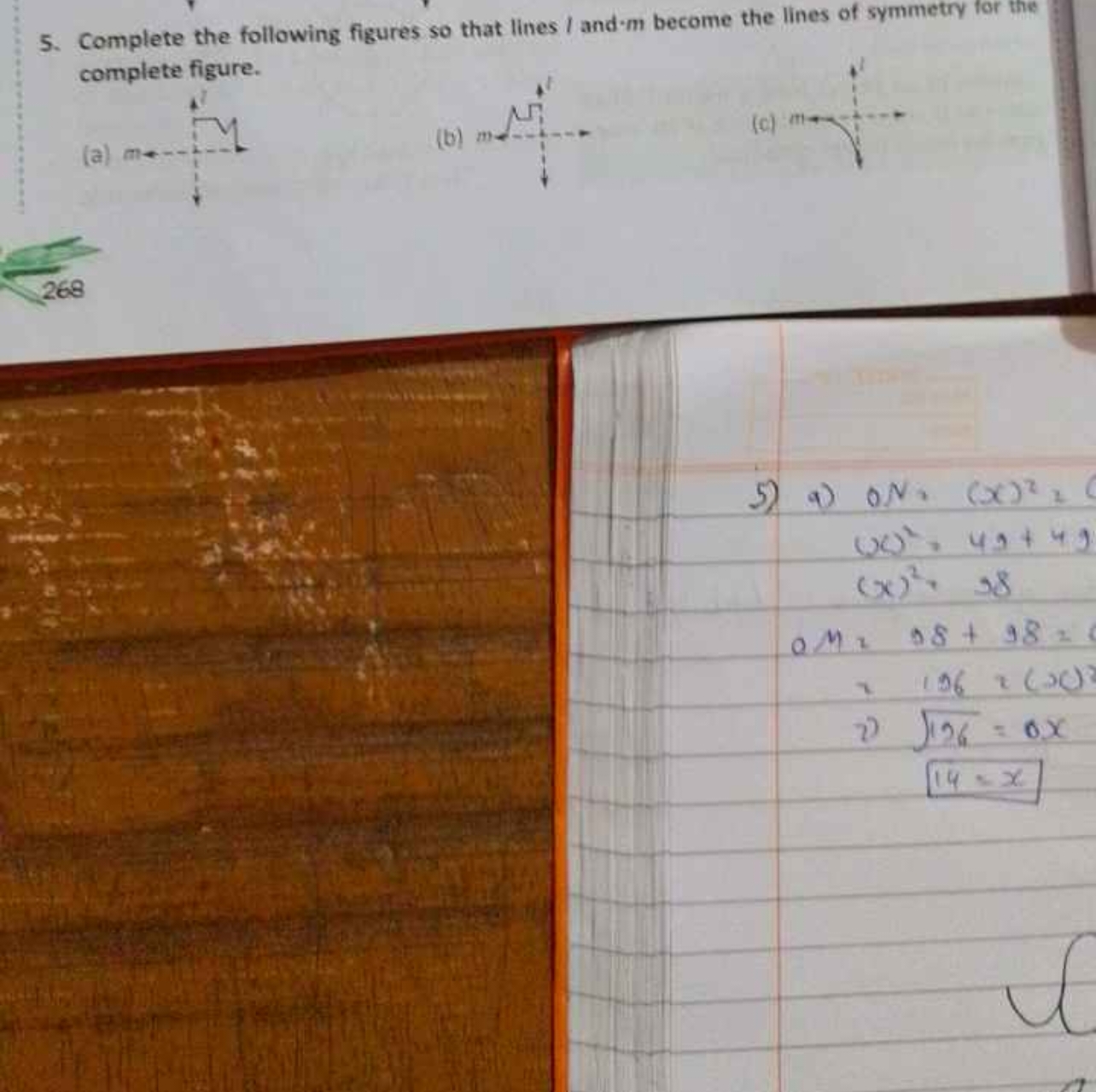 5. Complete the following figures so that lines l and ⋅m become the li