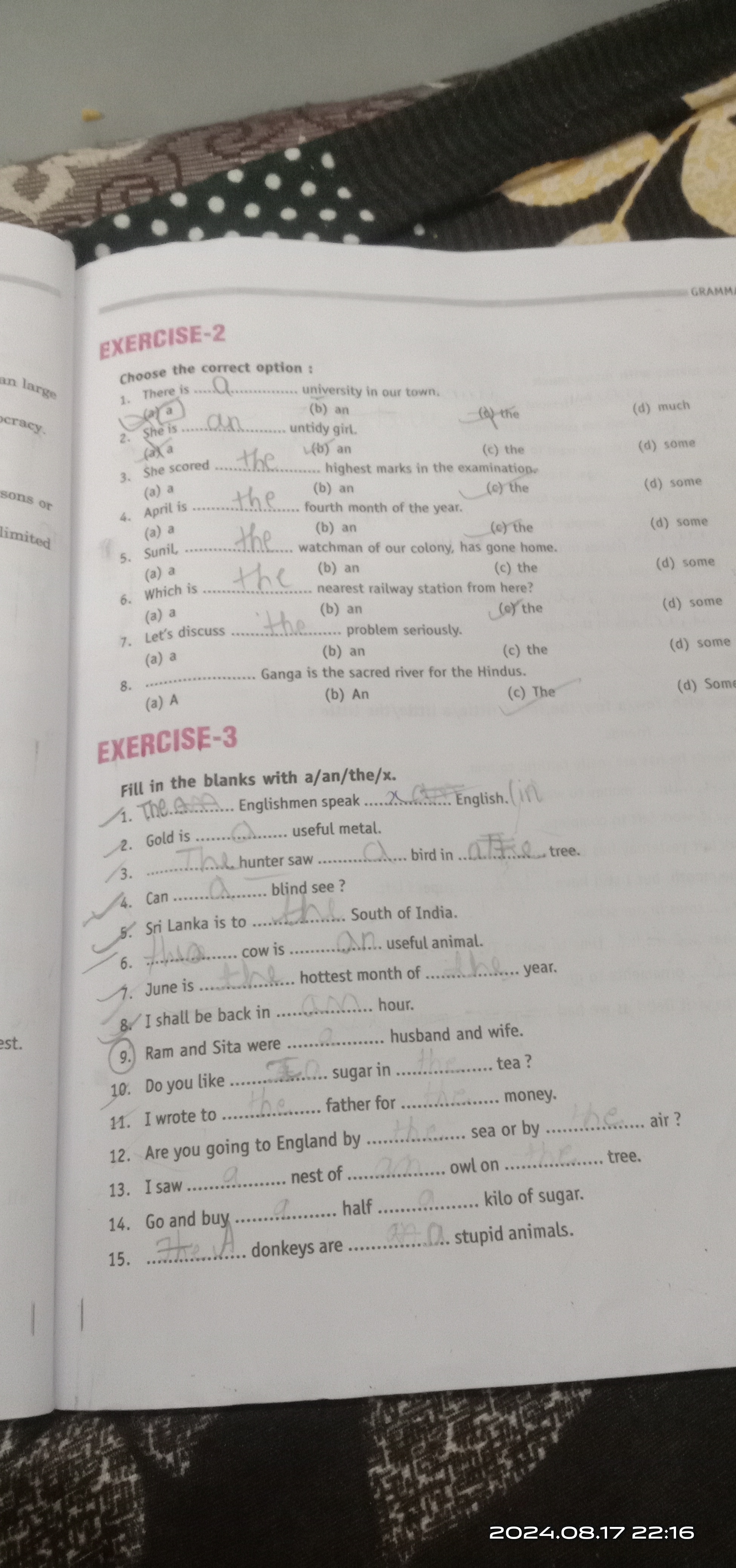 EXERCISE-2
choose the correct option ;
1. There is .....  university i