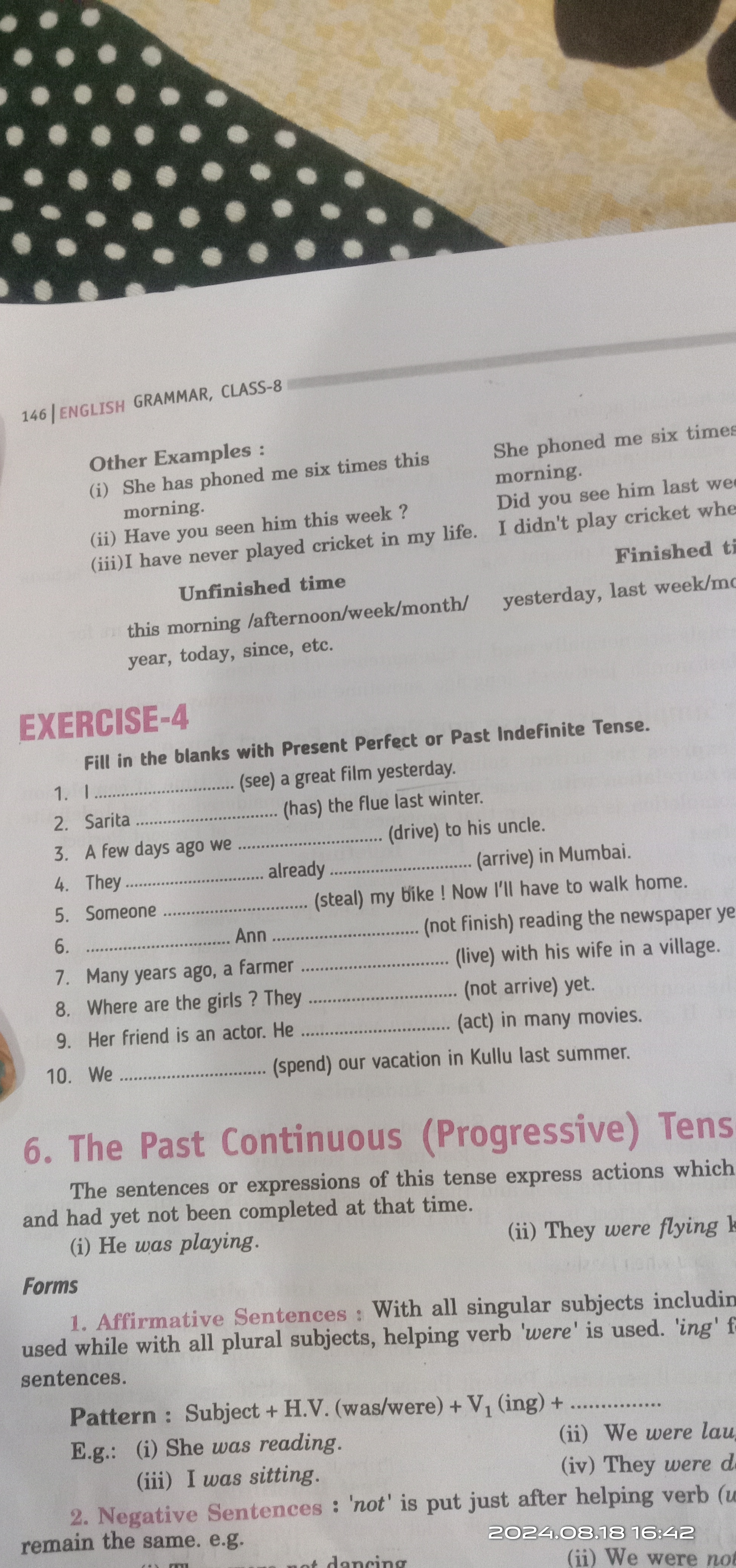 146 | ENGLISH GRAMMAR, CLASS-8

Other Examples :
(i) She has phoned me