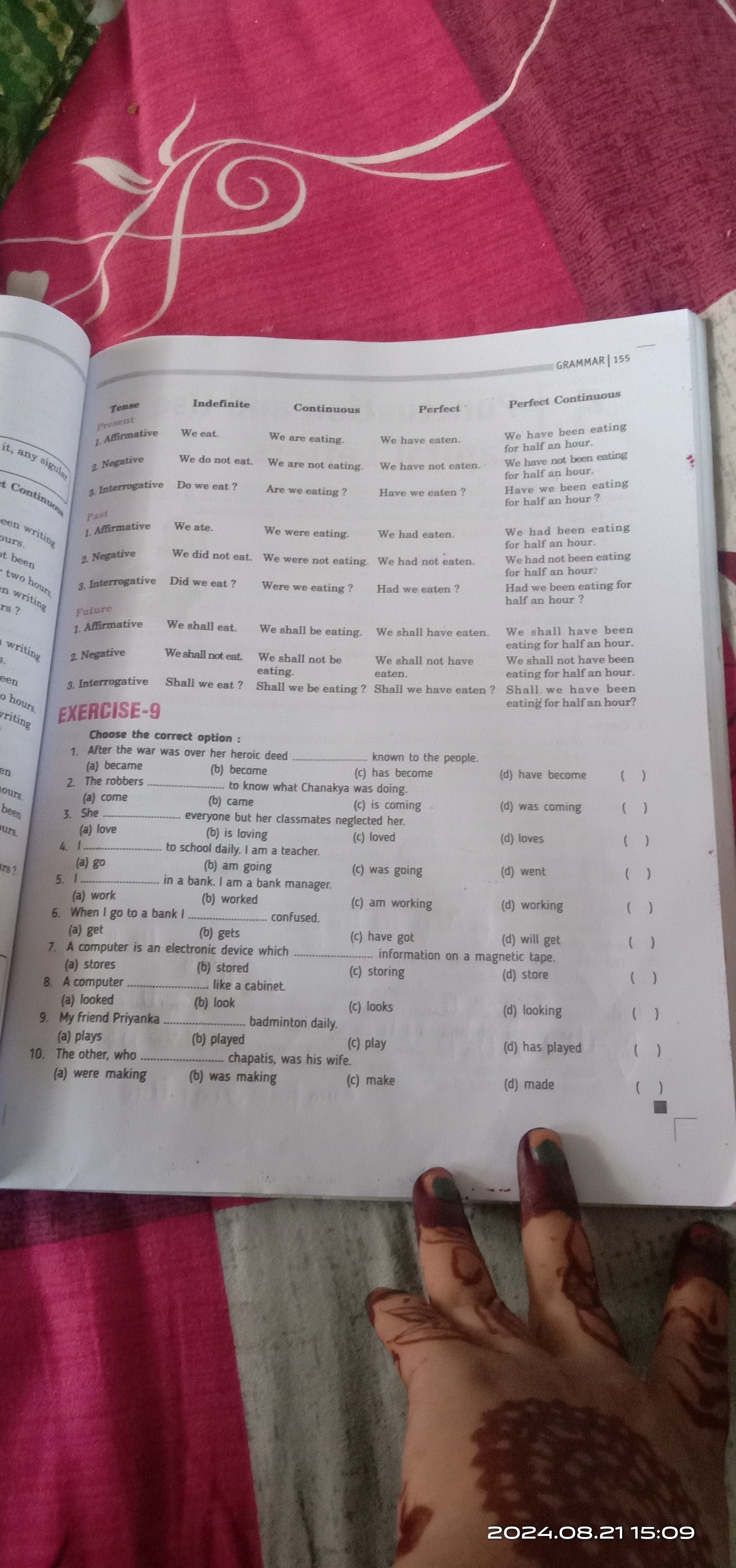 GRAMMAR 155

Perfect Continuous
We have been eating for half an hour.
