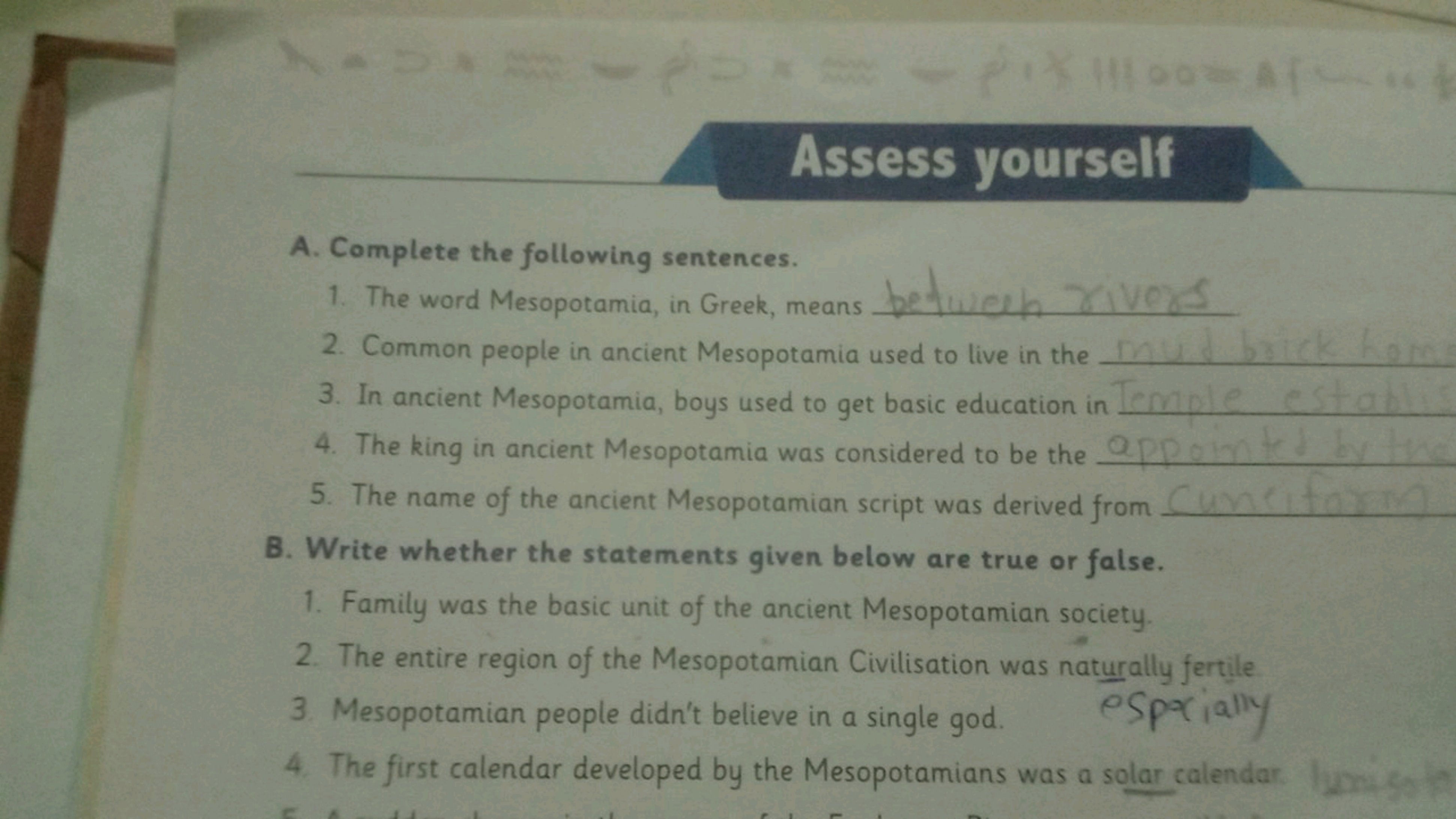 Assess yourself
A. Complete the following sentences.
1. The word Mesop