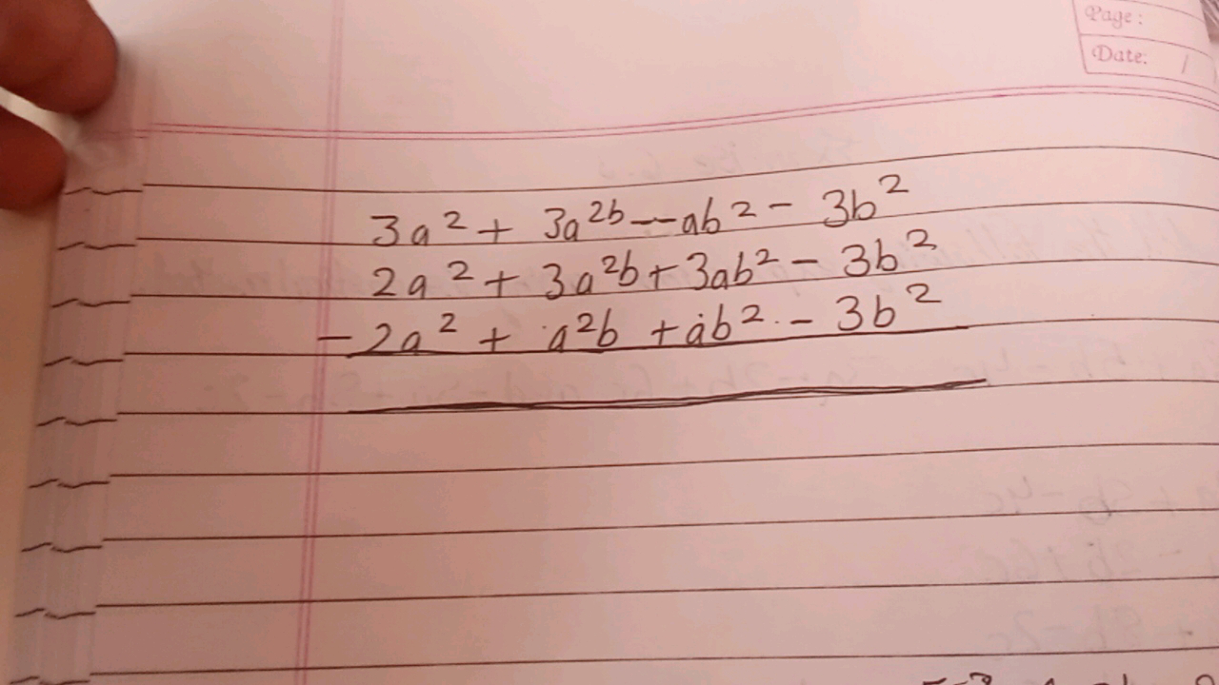 3a2+3a2b−ab2−3b22a2+3a2b+3ab2−3b2−−2a2+a2b+ab2−3b2​