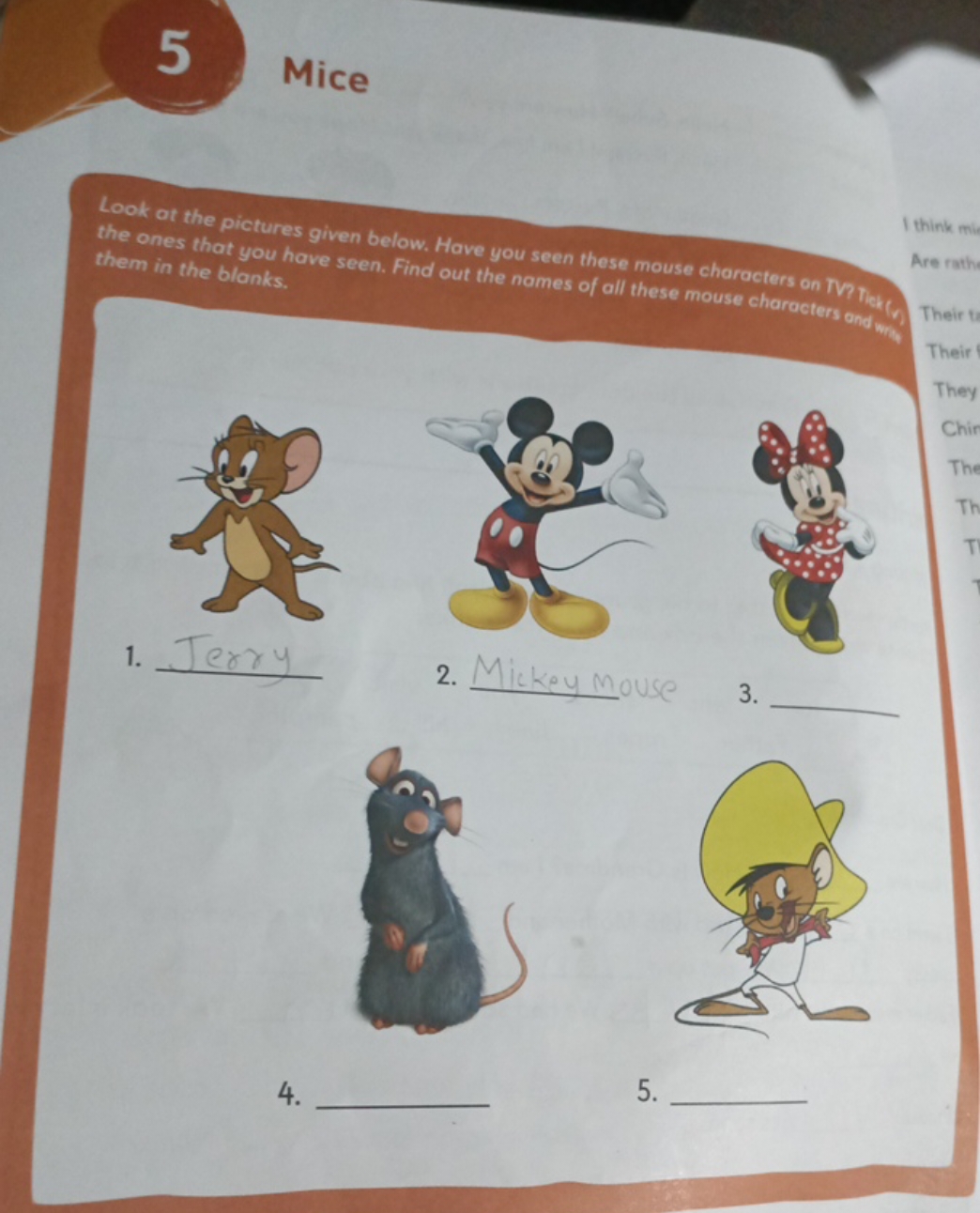 5
Mice
the ones that you have seen. Find out the names of all mouse ch