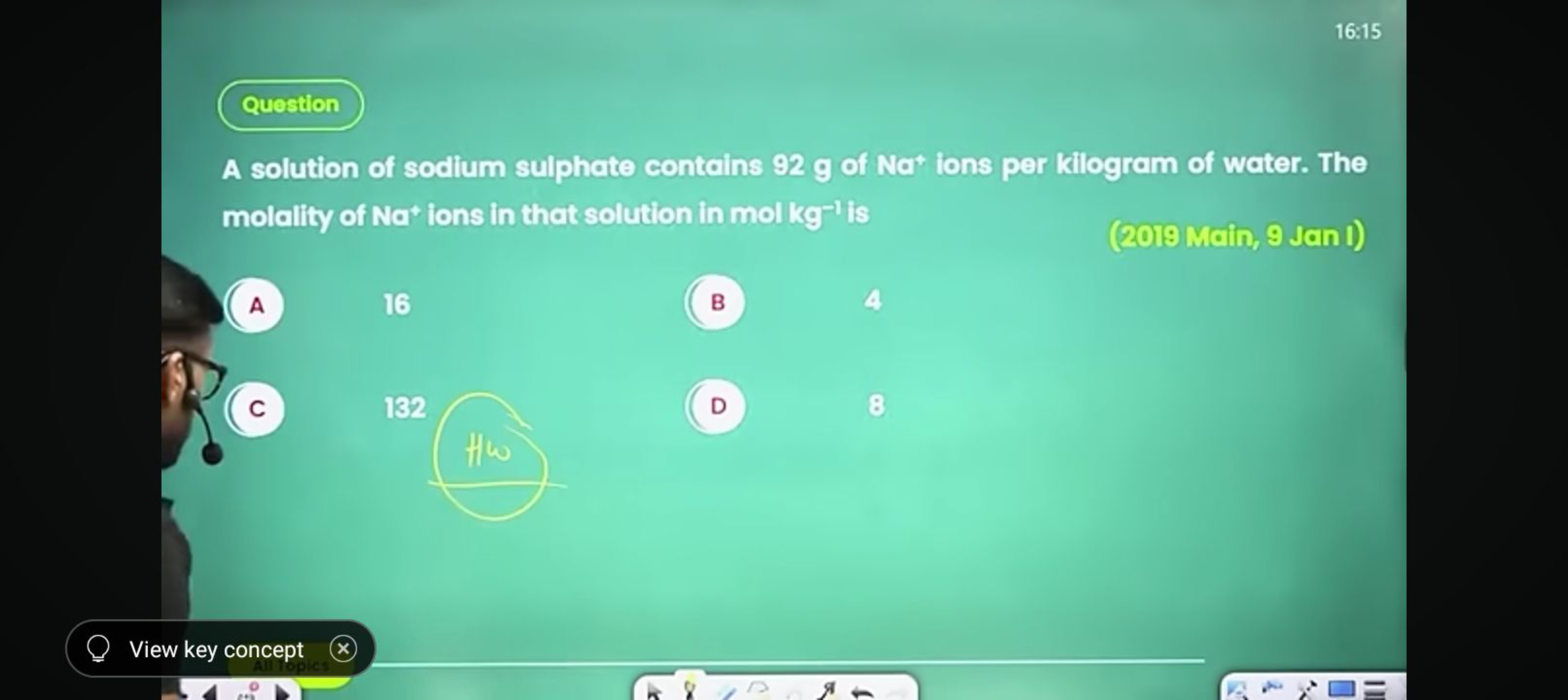 16:15

Question
A solution of sodium sulphate contains 92 g of Nat ion