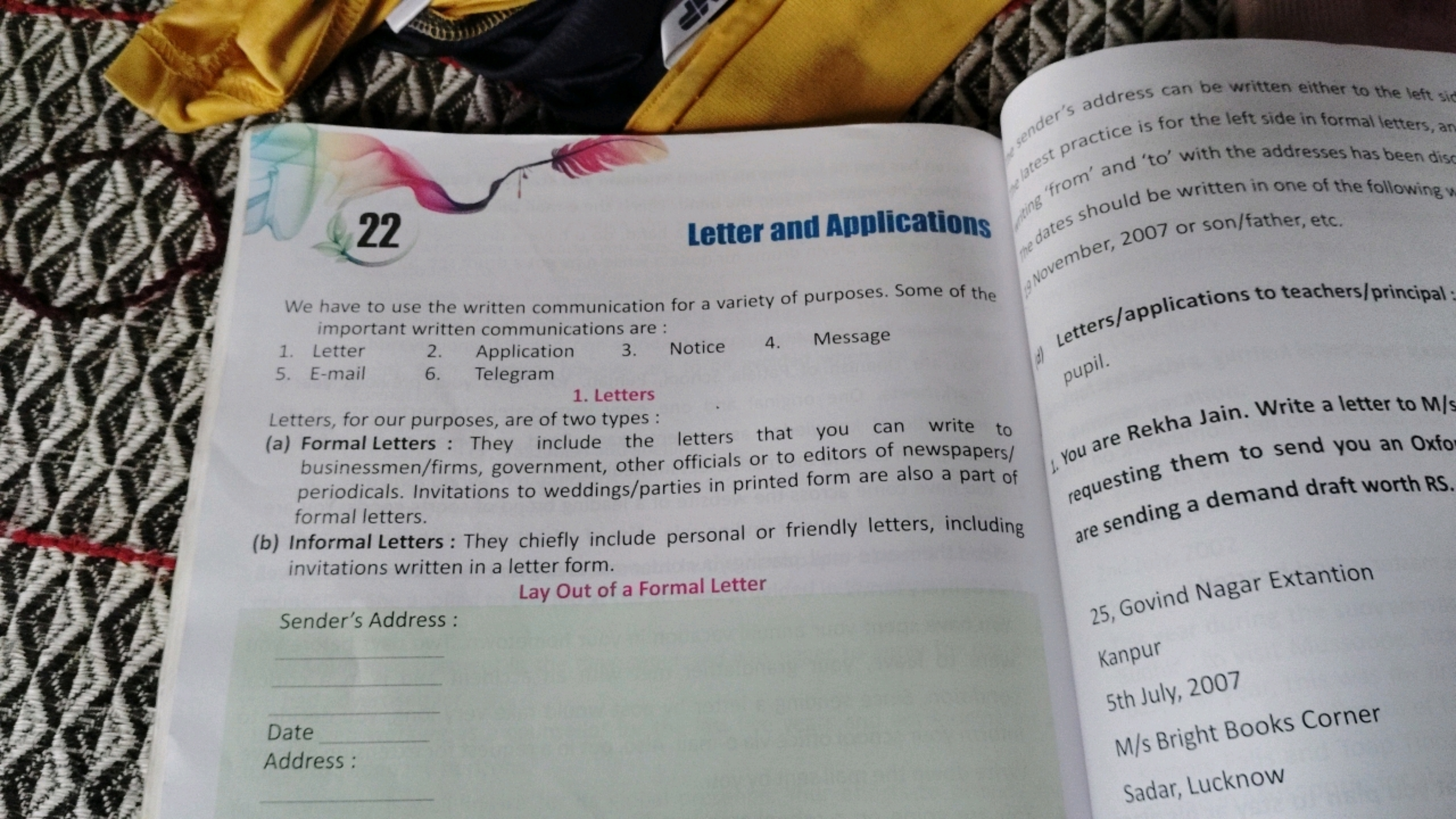 22
Letter and Applications
der's address can be written either to the 