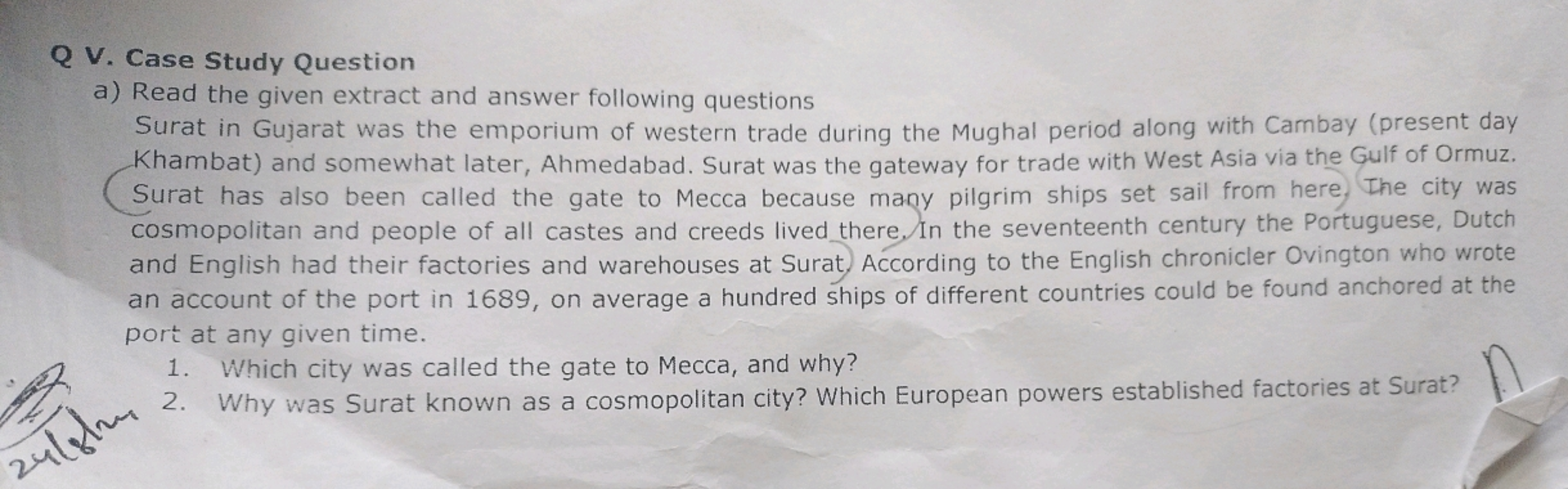 Q V. Case Study Question
a) Read the given extract and answer followin