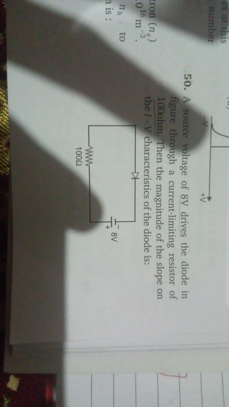 es at this
number
50. A source voltage of 8 V drives the diode in figu