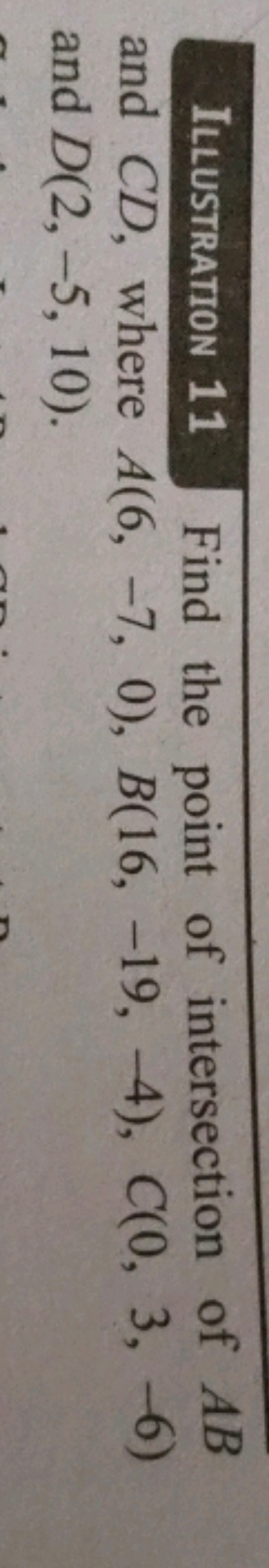 Illustration 11 Find the point of intersection of AB and CD, where A(6
