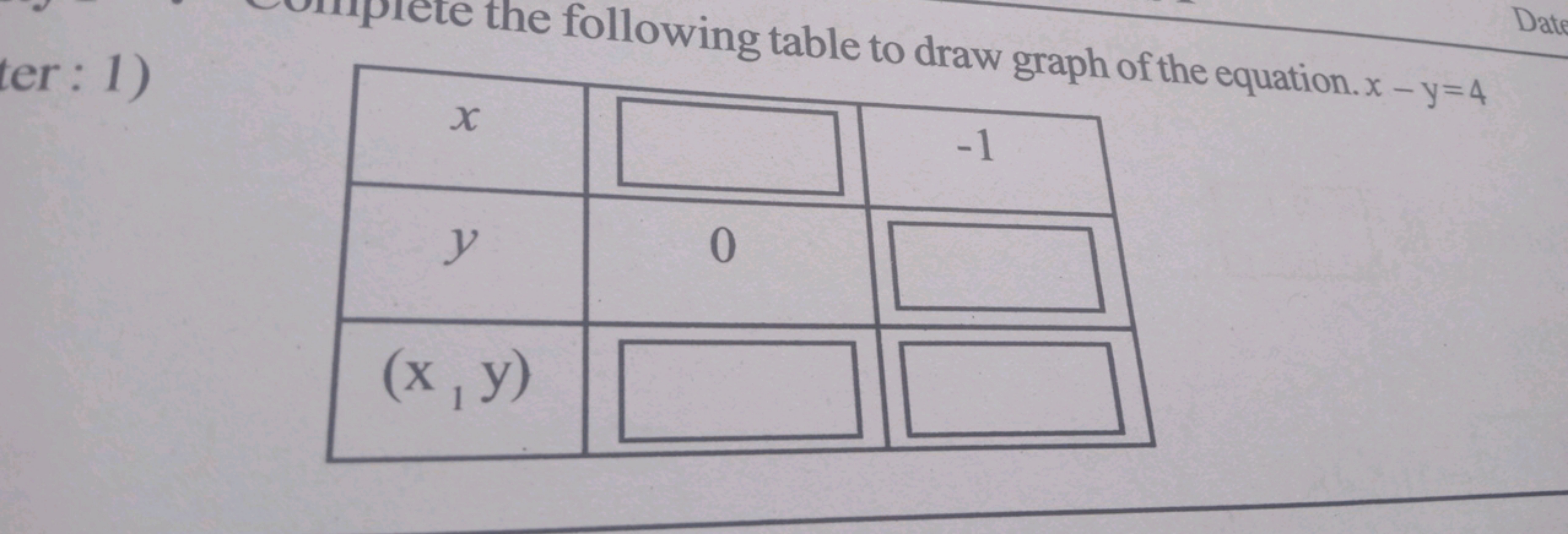 Date
(er: 1)
\begin{tabular} { | c | c | c | } 
\hlinex & & - 1 \\
\hl