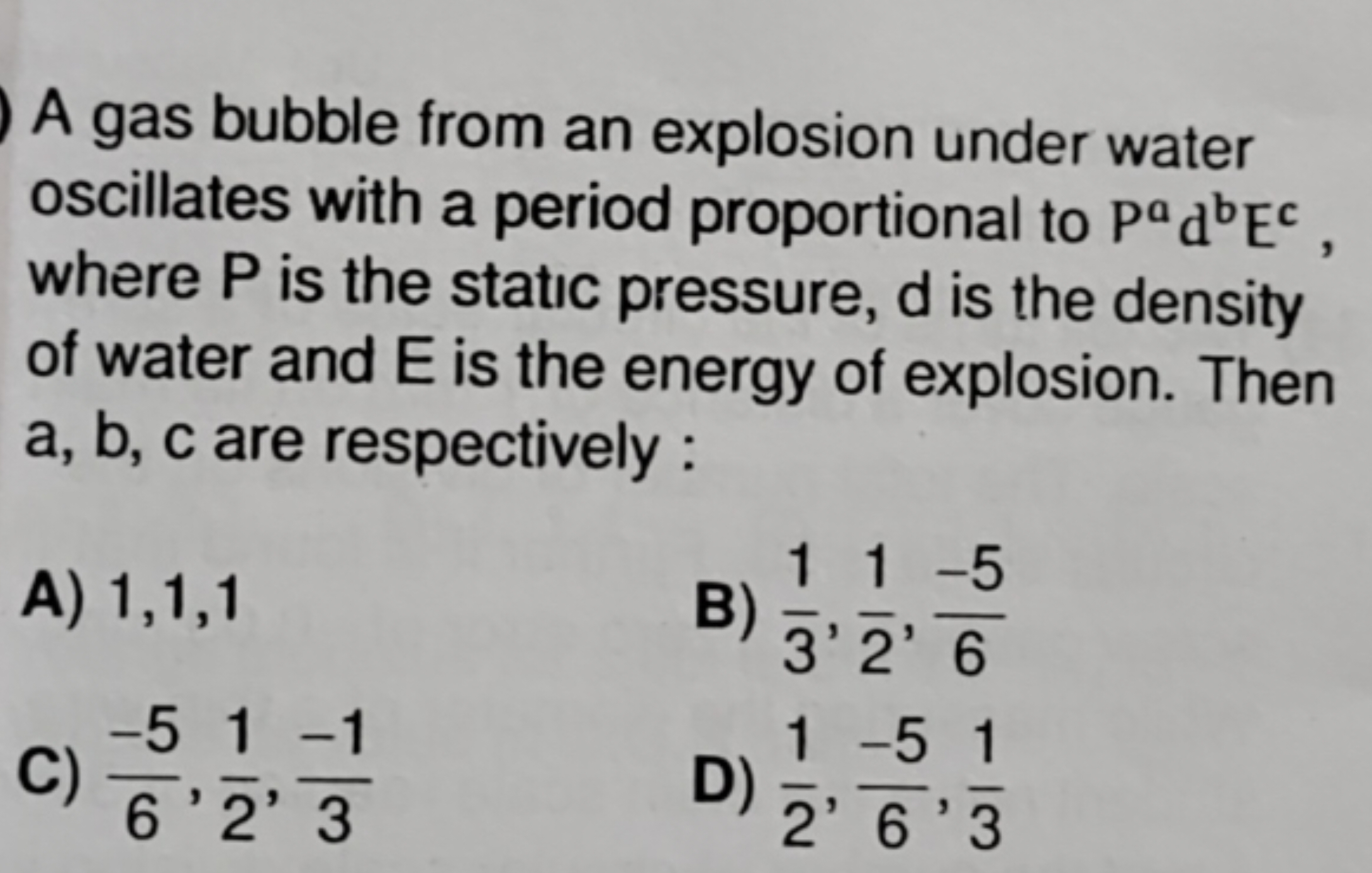 A gas bubble from an explosion under water oscillates with a period pr