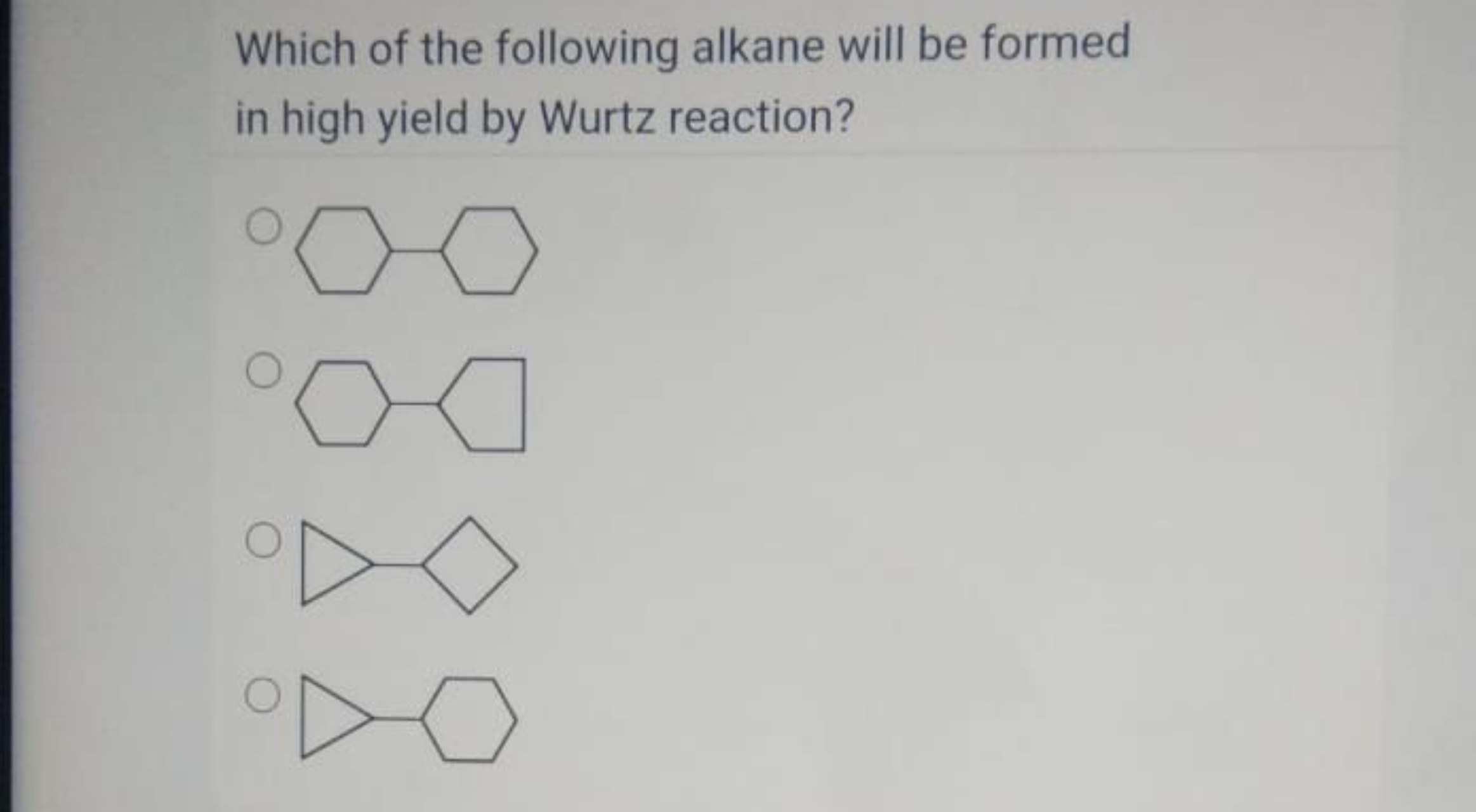 Which of the following alkane will be formed in high yield by Wurtz re