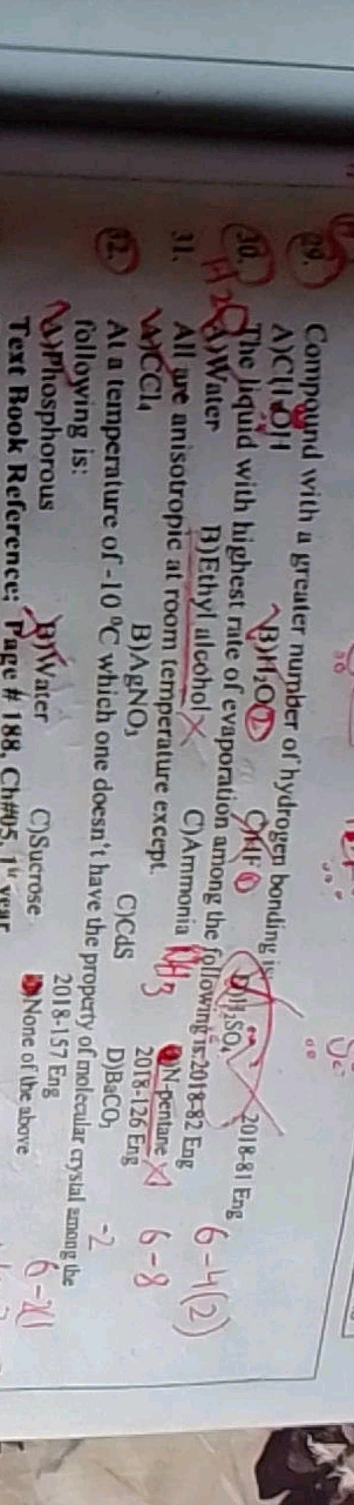 29.) Compound with a greater number of hydrogen bonding i A)C(IOH All 