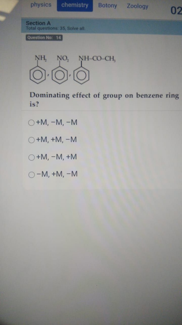 physics
chemistry
Botony
Zoology

Section A
Total questions: 35 , Solv