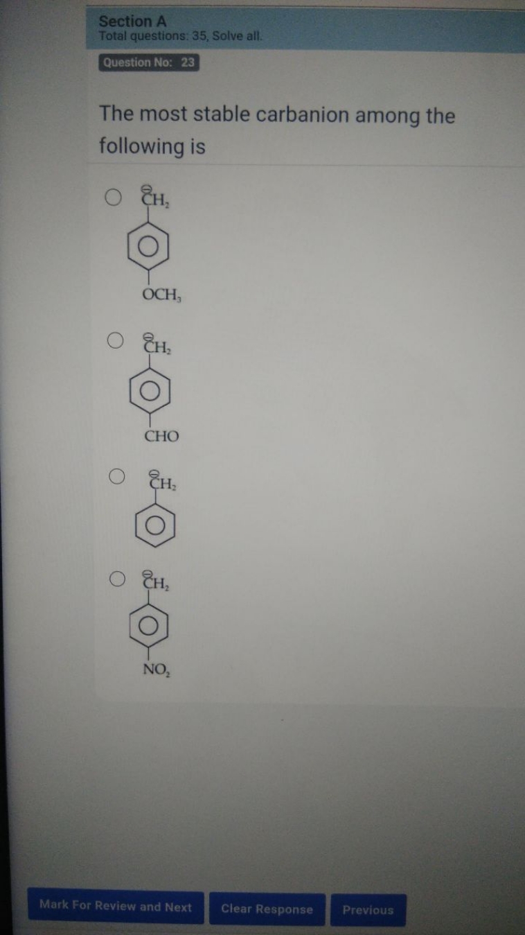 Section A
Total questions: 35 , Solve all
Question No: 23
The most sta