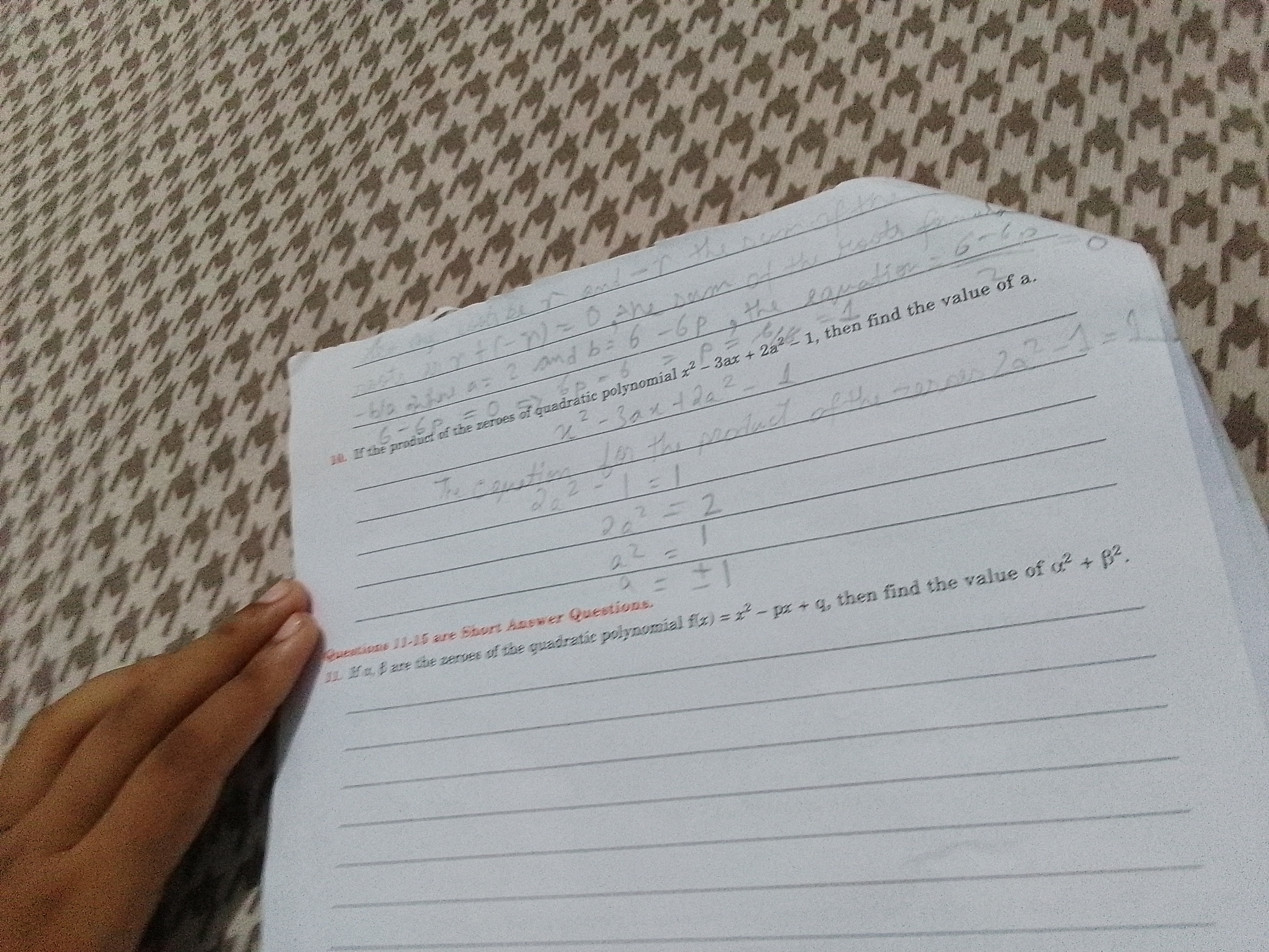 rand-r the
ste ur + G- W = 0 the sum of the roots for
-bla now a = 2 a