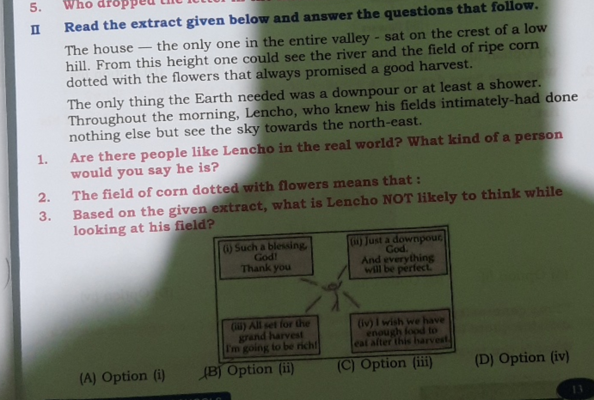 II Read the extract given below and answer the questions that follow.
