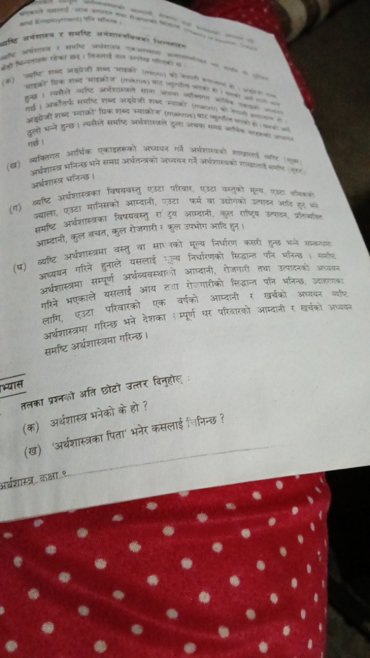 and Employment) vit whes met गई। अर्थशास्त्र भनिन्छ।
(ग) व्यष्टि अर्थश