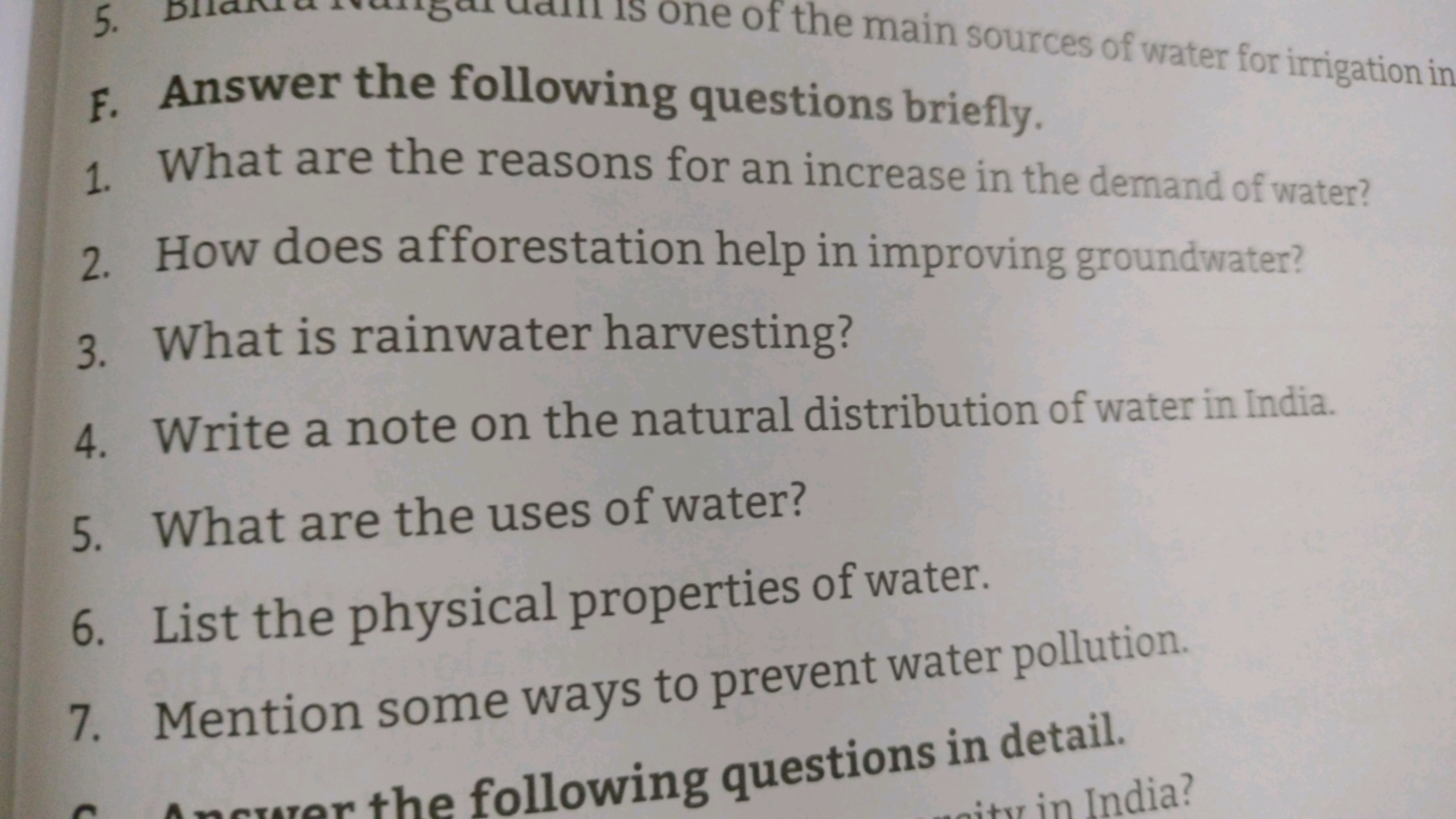 F. Answer the following questions briefly.
1. What are the reasons for