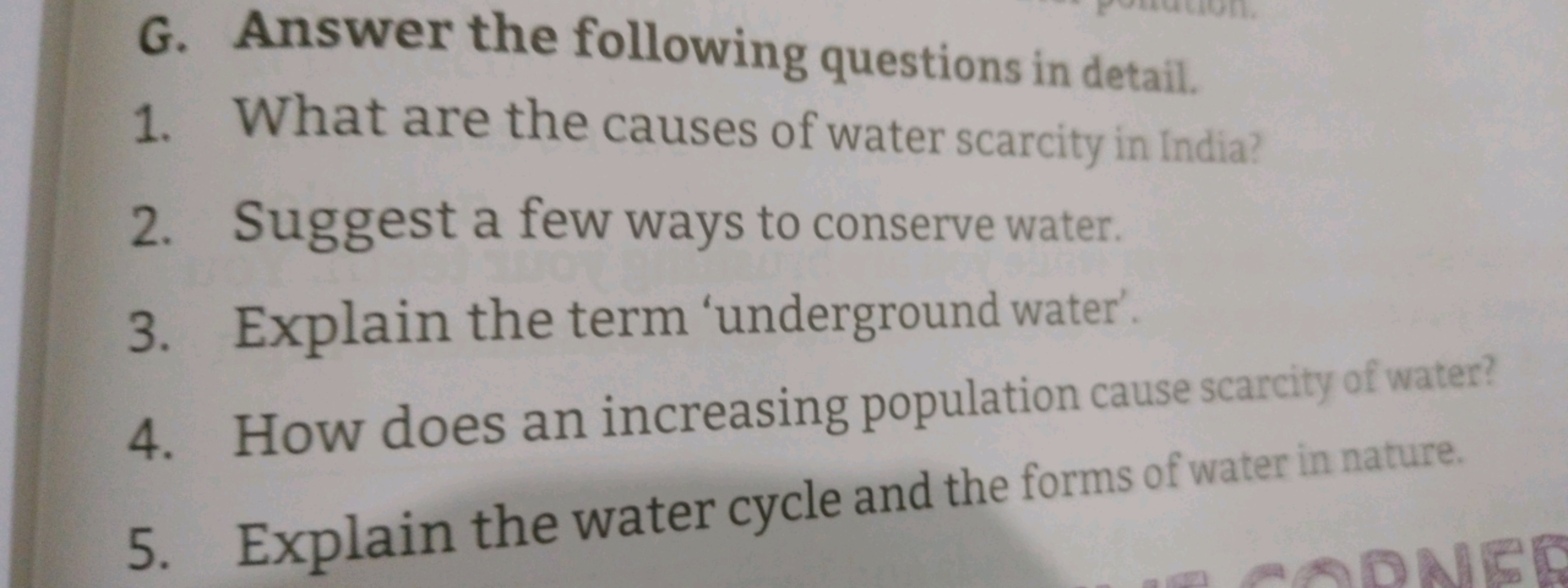 G. Answer the following questions in detail.
1. What are the causes of