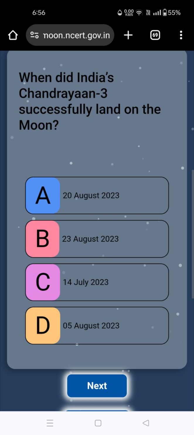 6:56
- 0
¿- noon.ncert.gov.in

When did India's Chandrayaan-3 successf