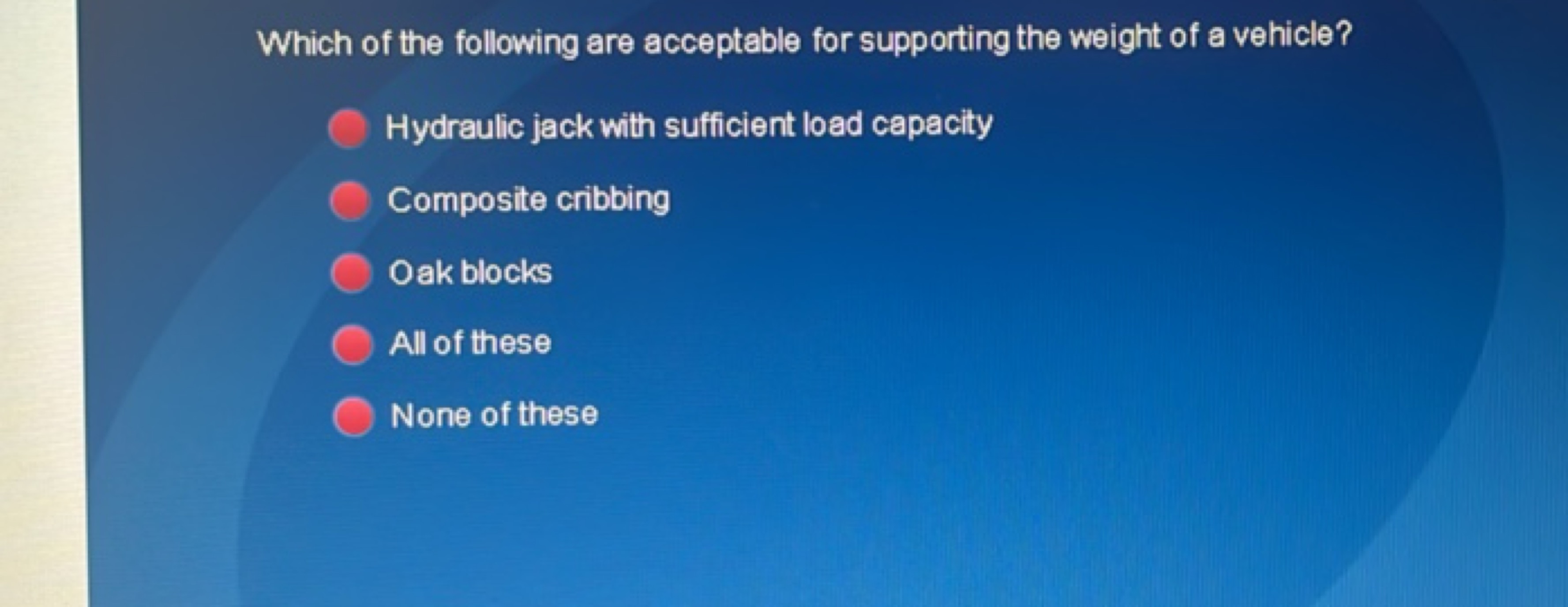 Which of the following are acceptable for supporting the weight of a v