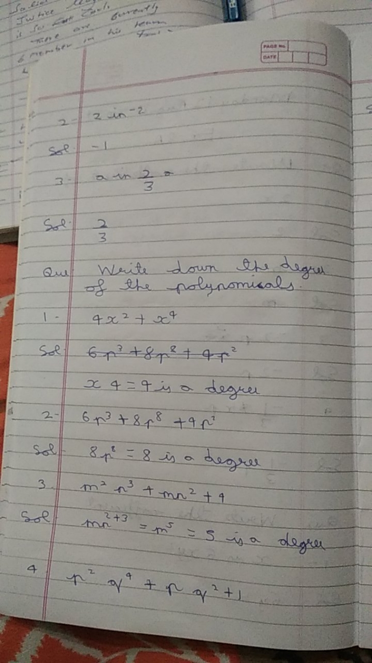 pros we
pars
2=2 in −2
sol. -1
3. ain32​=

Sol: 32​
Que Write down the